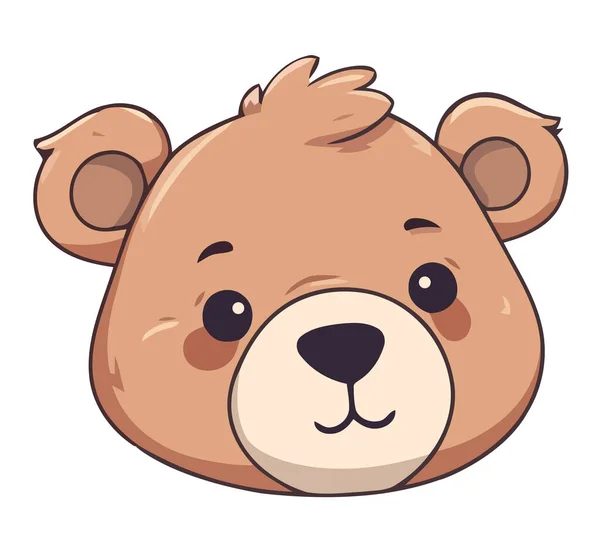 Pluizige Teddybeer Speelgoedgezicht Wit — Stockvector