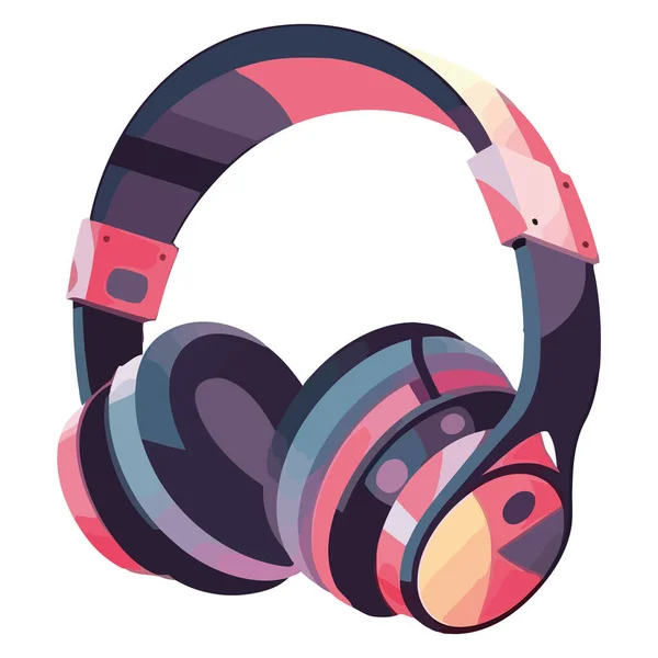 Headphones Modernos Design Rosa Sobre Branco — Vetor de Stock