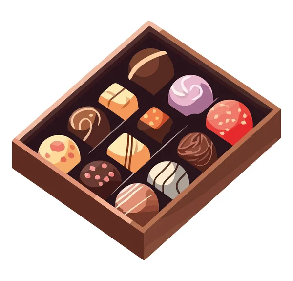 Herzförmige Schokoladenschachtel Design Illustration Über Weiß — Stockvektor