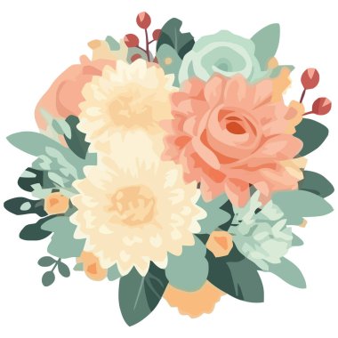 Doğanın aşk buketi, beyazın üzerinde bir çiçek kutlaması.