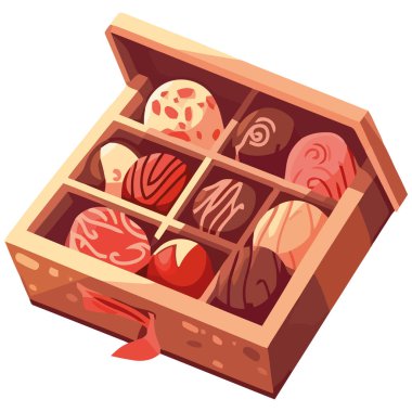 Heart shaped chocolate box design over white clipart