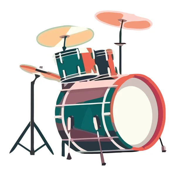 Conception Brillante Tambour Percussion Sur Blanc — Image vectorielle