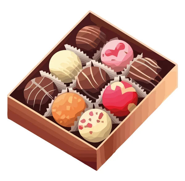 Schokolade Geschenkbox Mit Süßigkeiten Über Weiß — Stockvektor