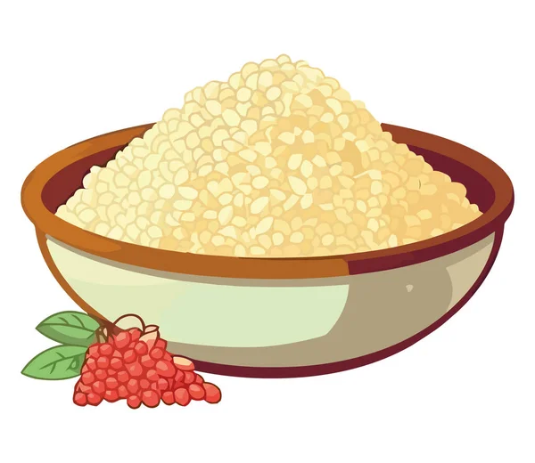 Healthy Rice Bowl White — Stock Vector