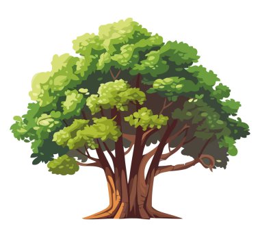 Yeşil doğa ağaç gövdesinde büyür beyaz üzerine siluet