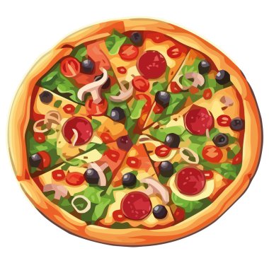 Beyaz üzerine taze mozarella ve salamlı gurme pizza.