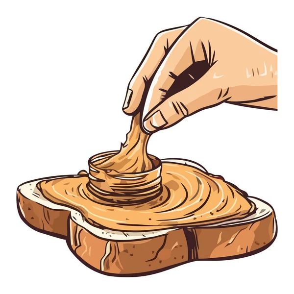 Beyaz Ekmek Üzerine Çizimi Gurme Yemeği — Stok Vektör
