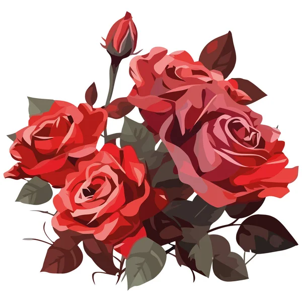 Μπουκέτο Σχεδιασμό Των Κόκκινων Τριαντάφυλλων Πάνω Από Λευκό — Διανυσματικό Αρχείο