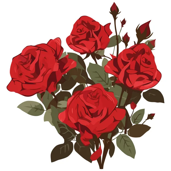 Χαριτωμένο Διάνυσμα Μπουκέτο Τριαντάφυλλα Πάνω Από Λευκό — Διανυσματικό Αρχείο