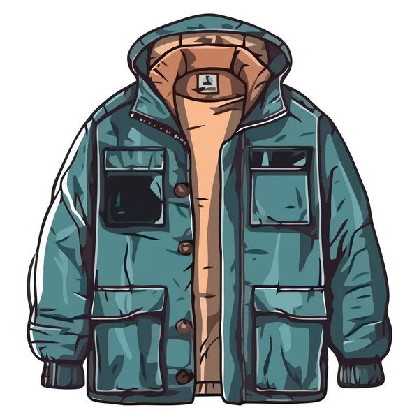 Men Winter Jacket Illustration White — Stock Vector