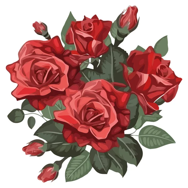 Bouquet Red Roses White — Stock Vector