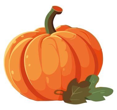 Olgun balkabağı tasarımı Beyaz yapraklı