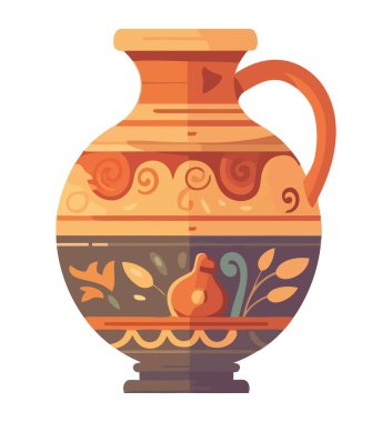 Beyaz yapraklı terracotta vazosu