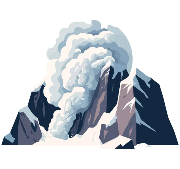 Disegno Montagna Invernale Picco Sul Bianco — Vettoriale Stock