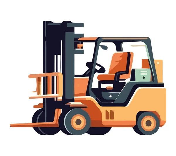 Heavy Machinery Delivering Cargo Container White — Stock Vector