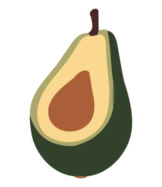 Olgun avokado dilimi beyazın üzerinde