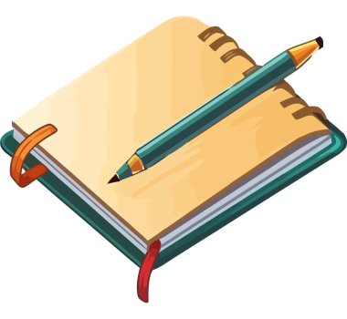 Beyaz yerine kalemler olan ders kitabı