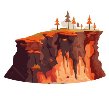 Dağ manzarası ağacı ve kayalar beyazın üzerinde