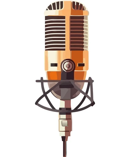 Antik Glänzende Mikrofonillustration Über Weiß — Stockvektor