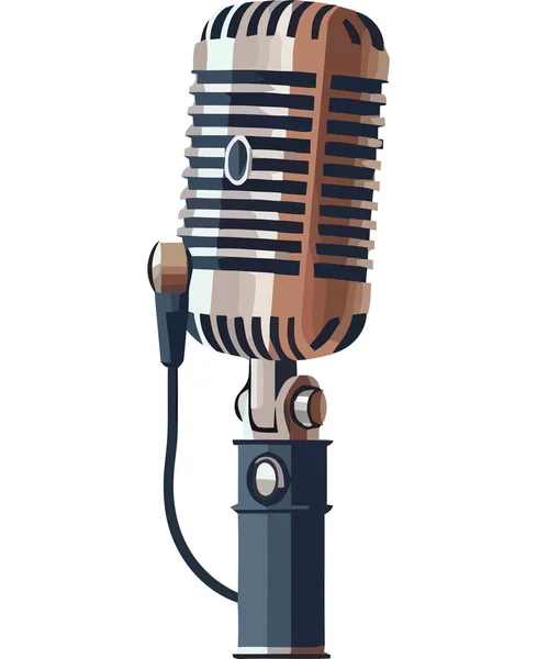 Conception Microphone Brillant Métallique Sur Blanc — Image vectorielle