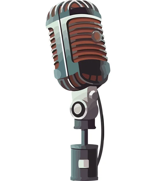 Иллюстрация Металлического Блестящего Микрофона Поверх Белого — стоковый вектор