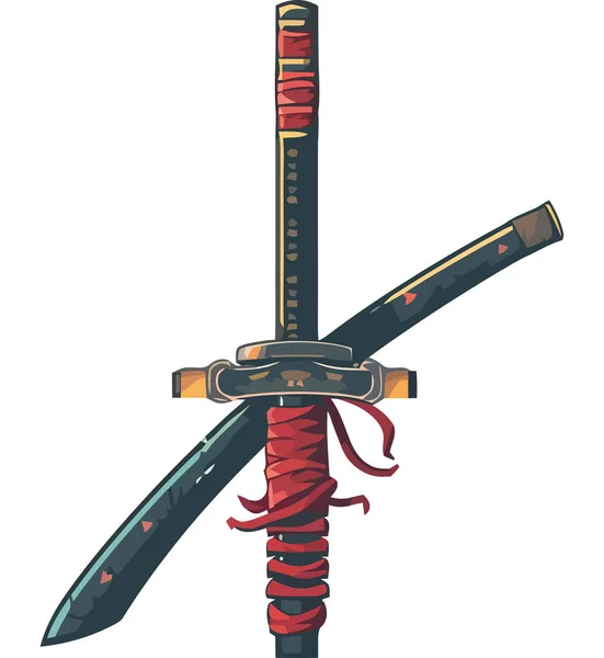 Japanese Samurai Sword Illustration White — Stock Vector