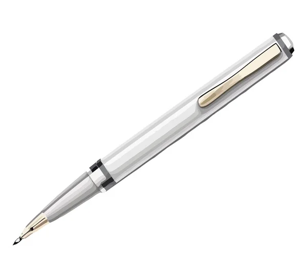 Zilveren Pen Ontwerp Boven Wit — Stockvector
