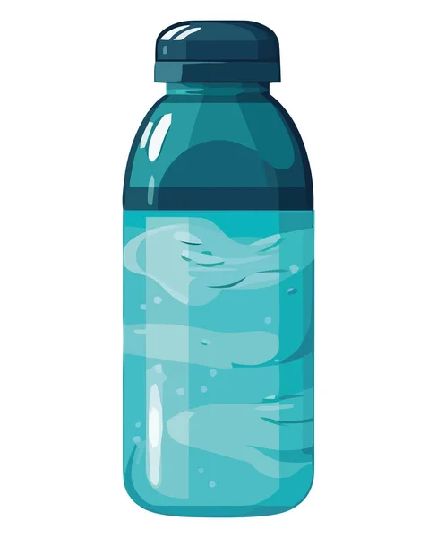 Прозрачная Бутылка Голубой Жидкостью Поверх Белого — стоковый вектор