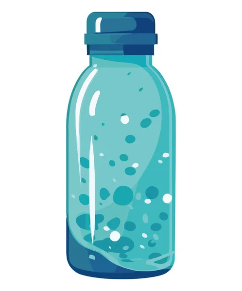 Transparan Botol Cairan Biru Minuman Menyegarkan Atas Putih - Stok Vektor