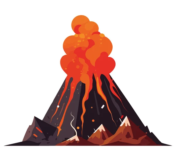 Explosión Del Diseño Del Volcán Sobre Blanco — Vector de stock