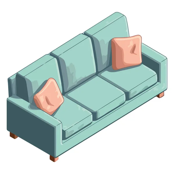 白い上に快適なソファと枕 — ストックベクタ