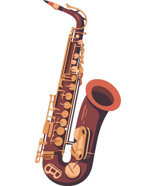Klassisk Gyllene Saxofon Illustration Över Vit — Stock vektor