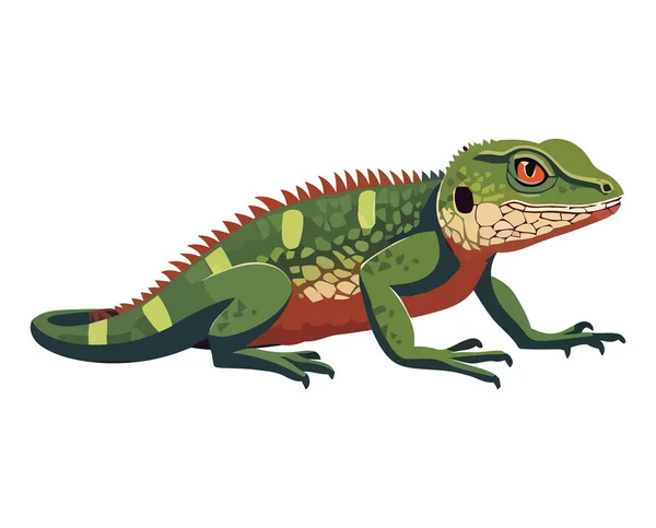 Färgglada Reptil Djur Isolerad Ikon — Stock vektor