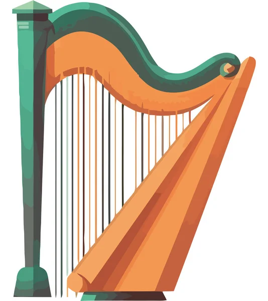 Houten Harp Illustratie Wit — Stockvector