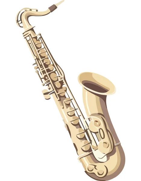 Goldene Saxofon Illustration Über Weiß — Stockvektor