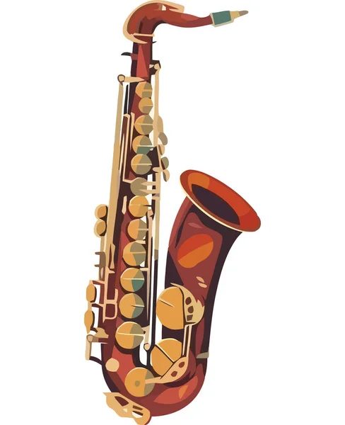 Diseño Saxofón Dorado Sobre Blanco — Vector de stock