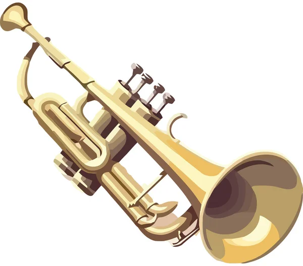 Klassisk Glänsande Trumpet Design Över Vit — Stock vektor