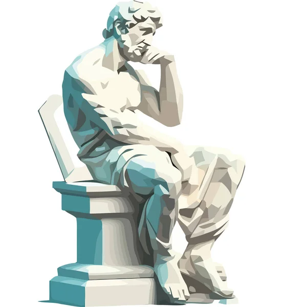 Escultura Griega Hombre Sentado Sobre Blanco — Vector de stock