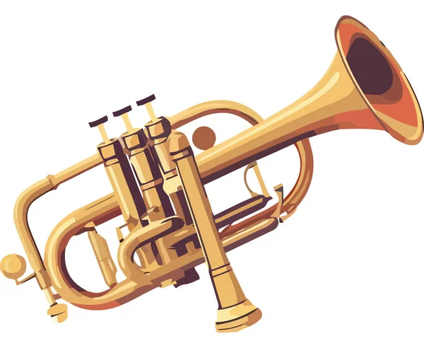 Klassieke Glanzende Trompet Illustratie Wit — Stockvector