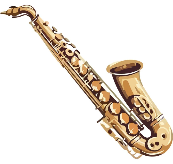 Saxophone Classique Doré Sur Blanc — Image vectorielle