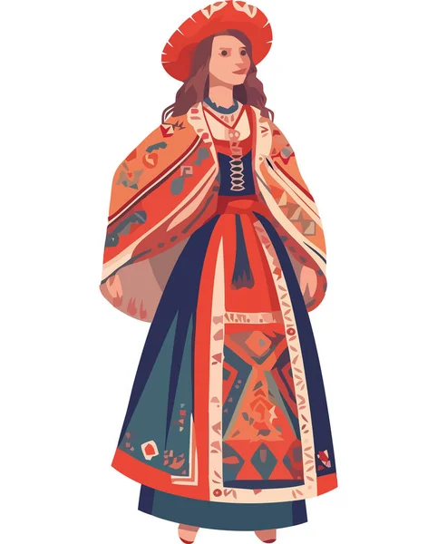 Традиционная Одежда Женщины Поверх Белого — стоковый вектор