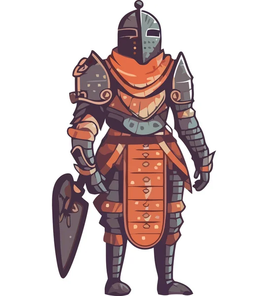 身穿盔甲的中世纪武士胜过白人 — 图库矢量图片