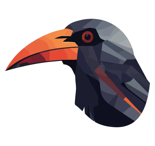 Cuervo Cara Animal Icono Aislado — Vector de stock