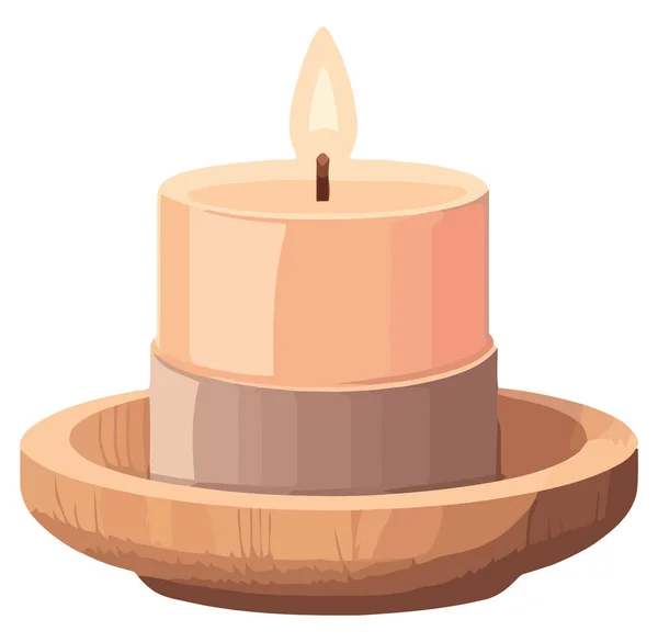 Hořící Svíčka Symbolizuje Spiritualitu Nad Bílou — Stockový vektor
