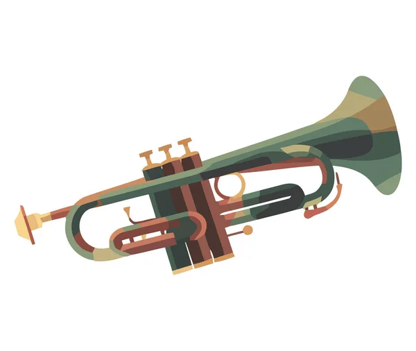 Латунный Музыкант Дул Сияющую Трубу Концерте Над Белым — стоковый вектор