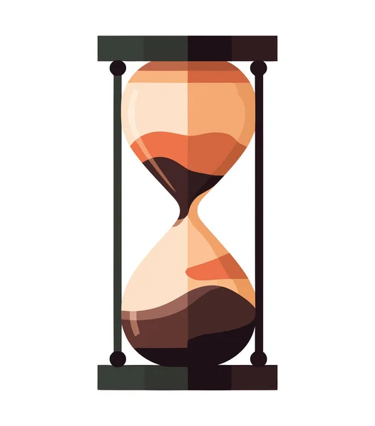 Час Тече Пісок Старовинному Пісочному Годиннику Над Білим — стоковий вектор