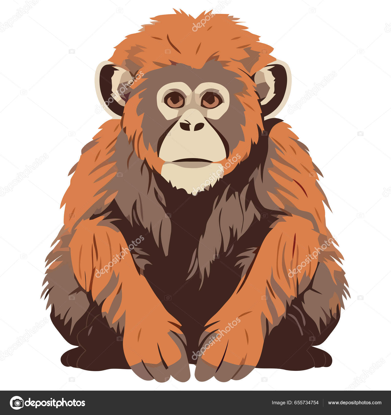 Lindo Mono Bebé Sentado Selva Tropical Sobre Blanco Vector de stock  #655734754 de ©grgroupstock, image size:1600x1700