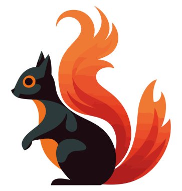 Sarı kürklü ve kuyruklu şirin bir sincap.