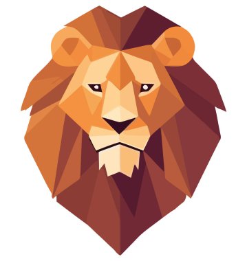 Aslan yüzlü tasarım beyazın üstünde