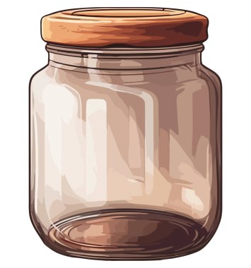 Beyaz üzerinde kapak vektörü olan şeffaf cam şişe.